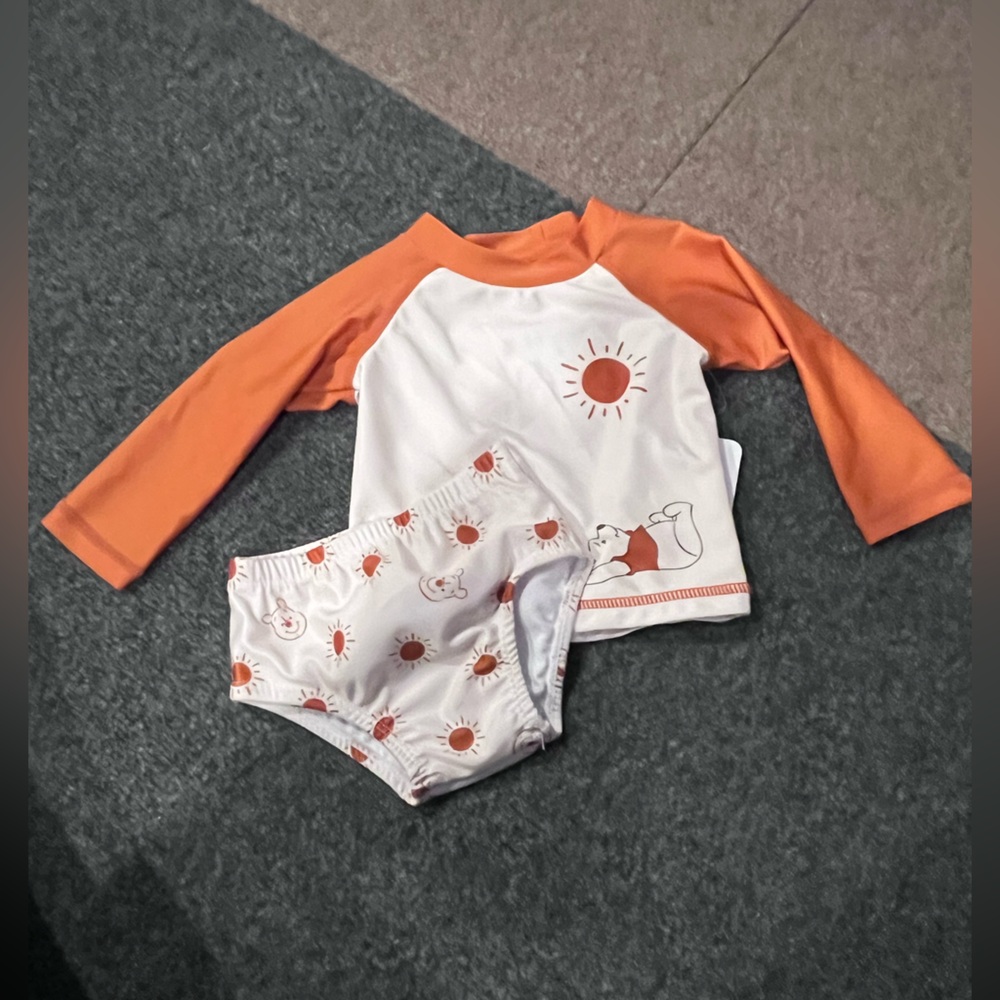 Orange and White Sun Print Swimsuit